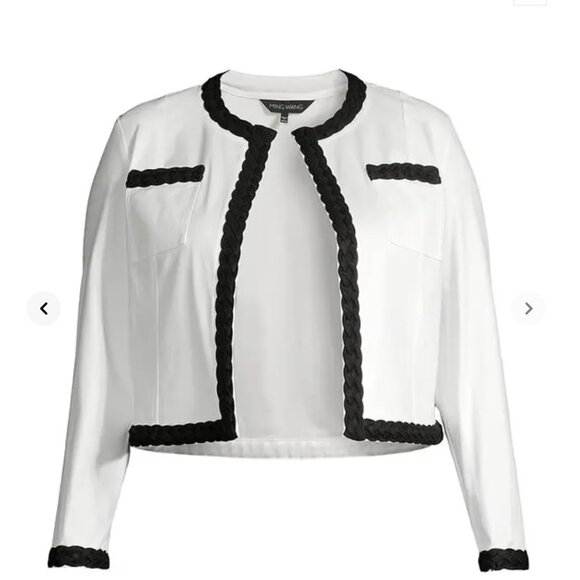 Ming Wang Braided Cotton-Blend White Crop Jacket size XS - Picture 4 of 4